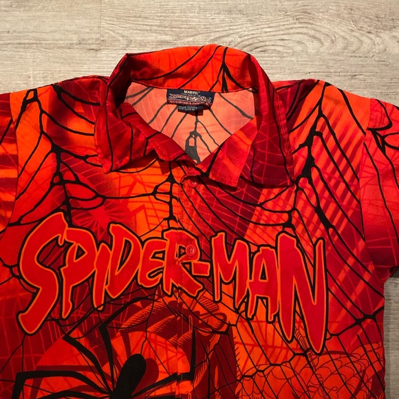 2002 Vintage Spider-Man Button Up Shirts Boys Size Medium - Picture 3 of 5